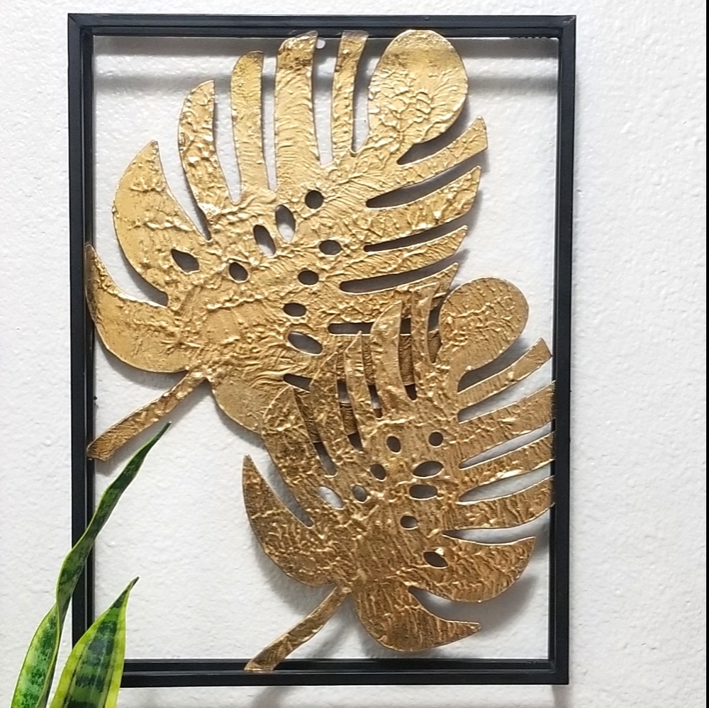 Gold Leave with Black Frame Home Decor